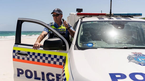 WAPOL Australian police with mobile radio