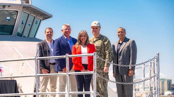 The christening of OUSV Vanguard, the U.S. Navy's newest Unmanned Surface Vehicle