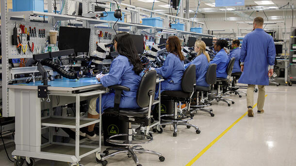 Employees work in laboratory