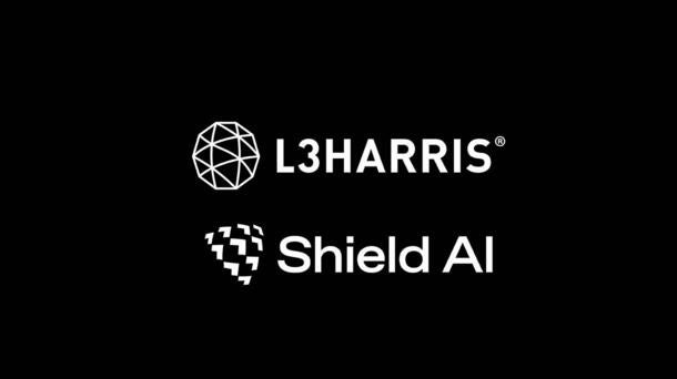 Logos of L3Harris and Shield AI