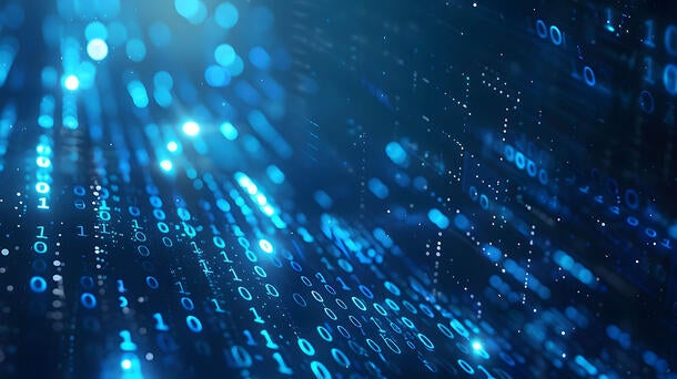 Data represented with blue lights