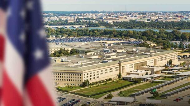American flag in front of The Pentagon