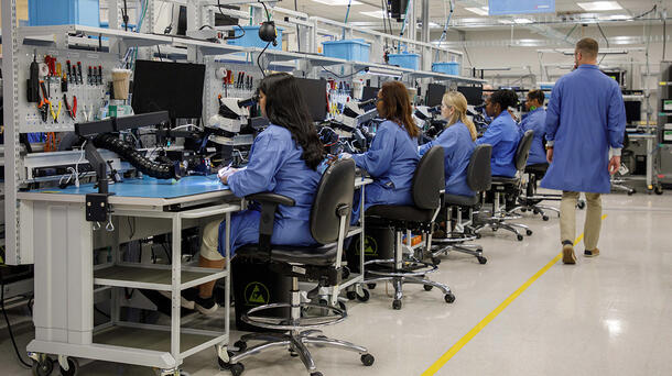 Employees work in laboratory