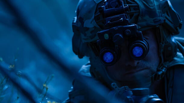 Soldier wearing NOVA binocular system