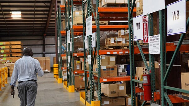 Kalumba Poshi, Senior Logistics Manager, provides overview of the company’s logistics operations in Camden, Ark.