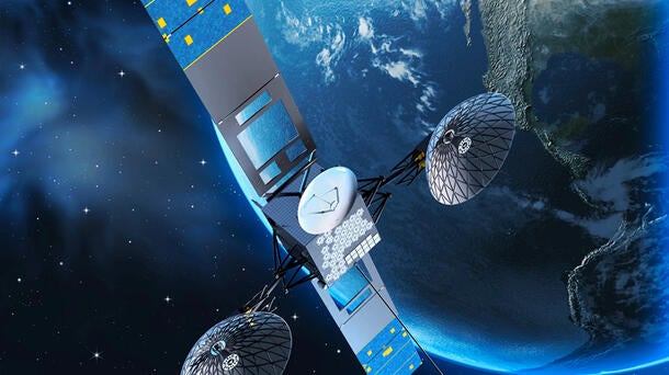 Image Credit: NASA. Artist rendering of a space communications satellite in orbit, representative of the resilient, multi-band infrastructure supporting mission operations across multiple orbits and domains.