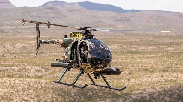 Helicopter in flight