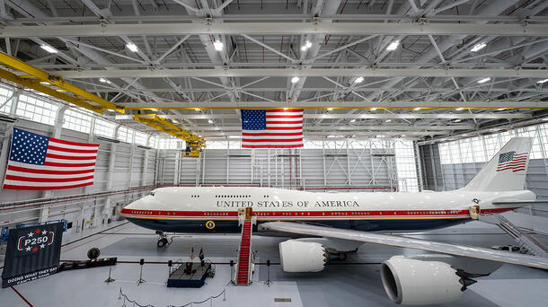 Aircraft in hangar