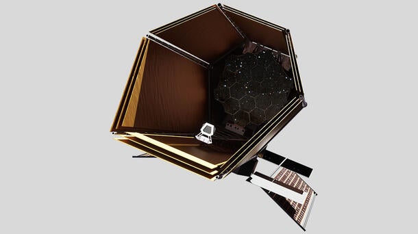 NASA artist's concept rendering of one design for the Habitable Worlds Observatory. Credit: NASA Goddard Space Flight Center.