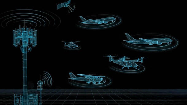 Airplanes and airport assets connect via network
