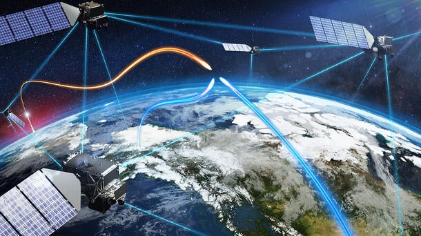 Satellites detect high-speed missiles that are tracking toward each other
