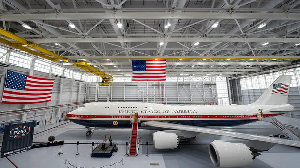 Aircraft in hangar