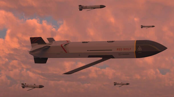 Launched effects fly through a red sky