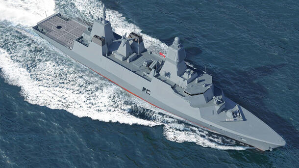 Ship with Polish flag cuts through water
