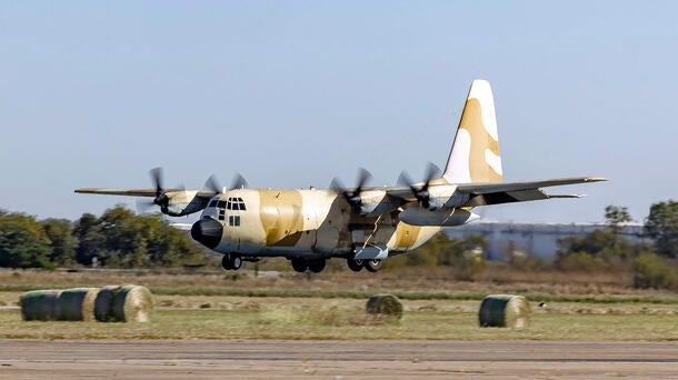 The first RMAF C-130 aircraft landing at the L3Harris Waco, Texas facility