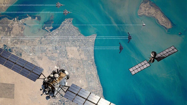 Concept of multiple communications pathways to aircraft including satellite