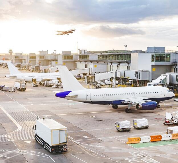 commercial aircraft at airport airside