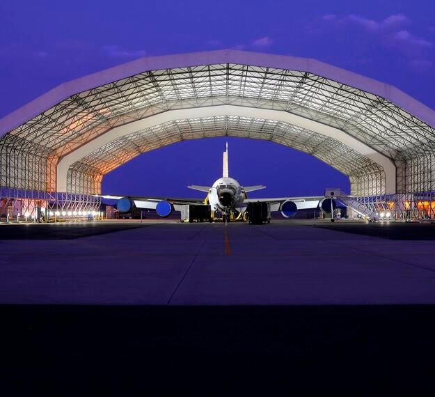 Aircraft in hangar