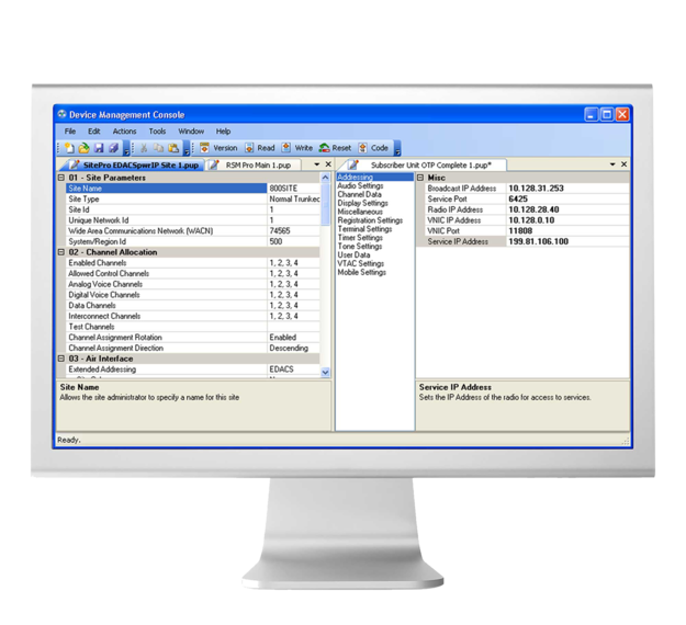 Screen showing VIDA® Network Management (VNM) for NetworkFirst or P25 network