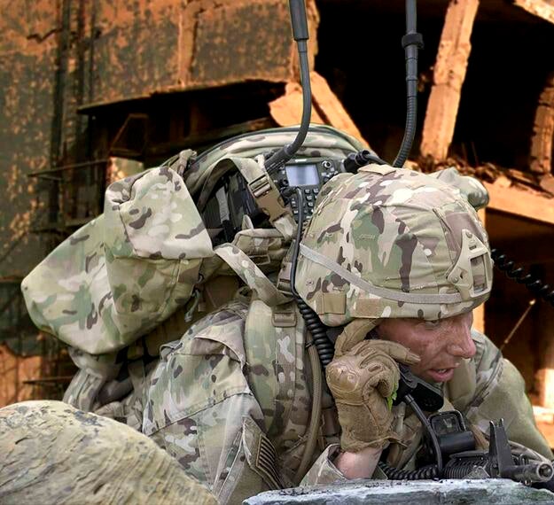 Soldier with Tactical Manpack Radio