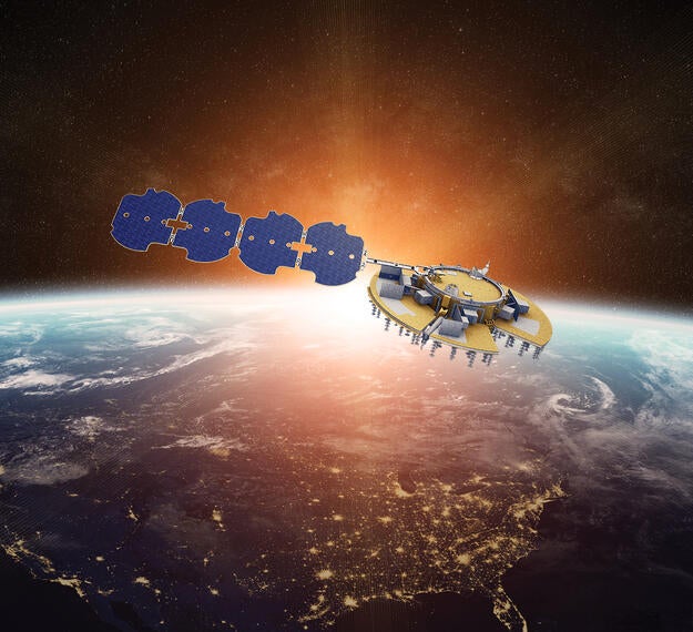 Artist rendering of the Navigation Technology Satellite-3 (NTS-3). Image source: L3Harris Technologies, Inc. https://www.l3harris.com/