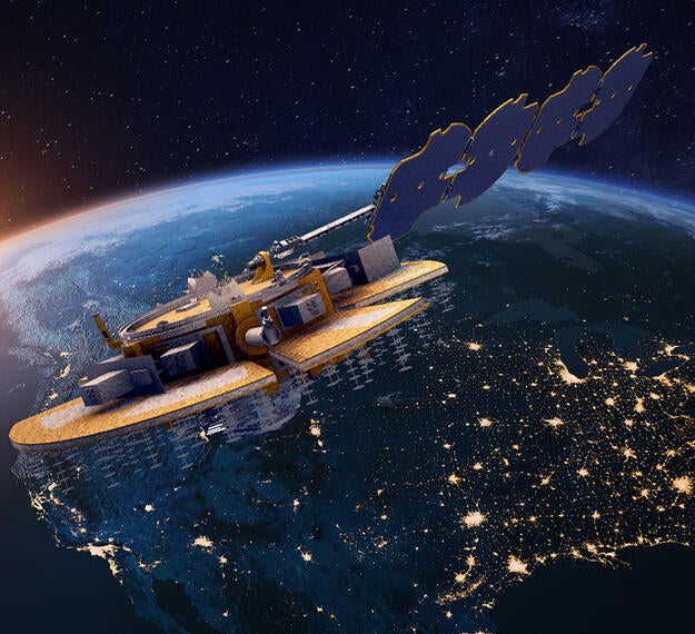 Rendering of the Navigation Technology Satellite-3 (NTS-3) over North America.