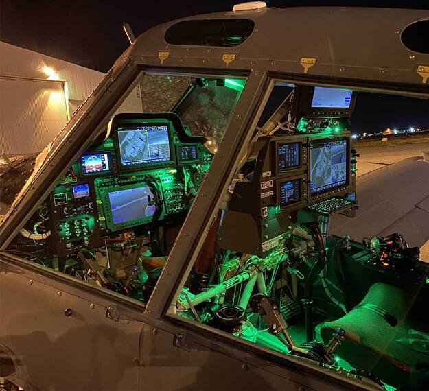 Custom airborne ISR software screen on aircraft