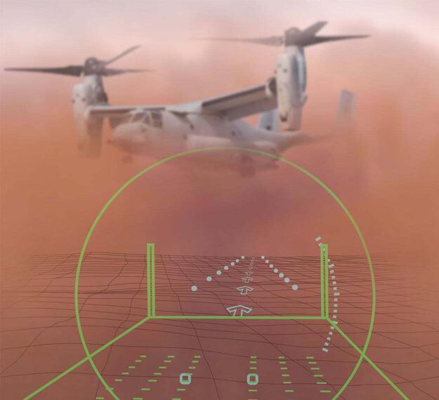 Degraded Visibility Landing System HMD used to land tilt-rotor aircraft