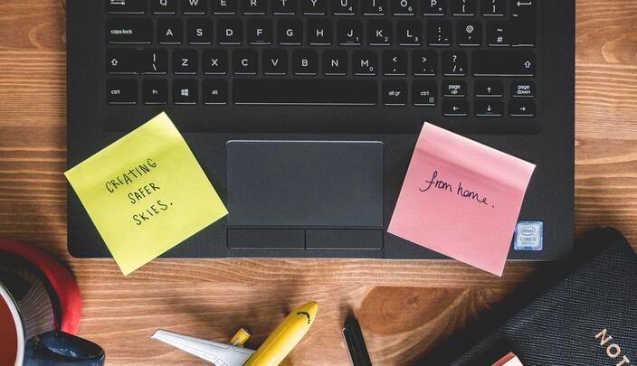 Laptop with post it notes