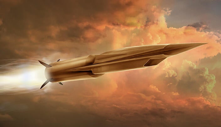 Hypersonic missile flies through the air