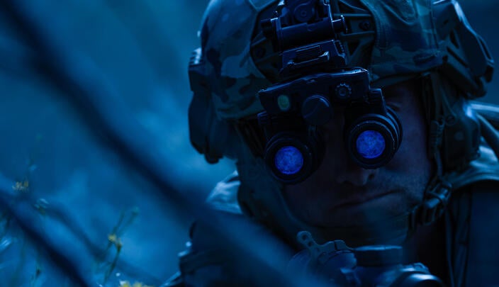 Soldier wearing NOVA binocular system