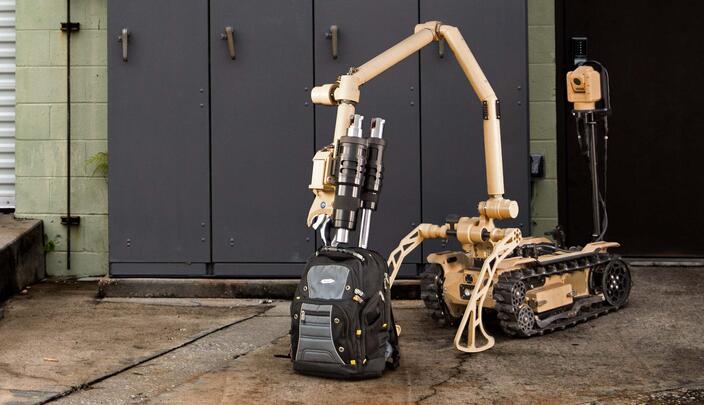 T4 Medium-sized UGV deploys high-recoil EOD disruptors