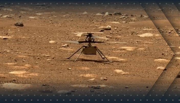 Mars Helicopter Ingenuity on Mars. Photo courtesy of NASA.
