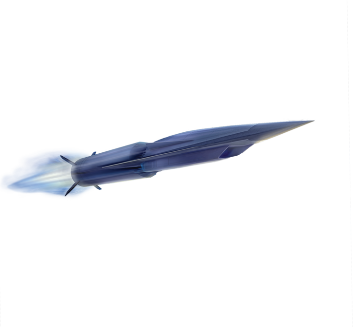 Hypersonic missile flies through the air