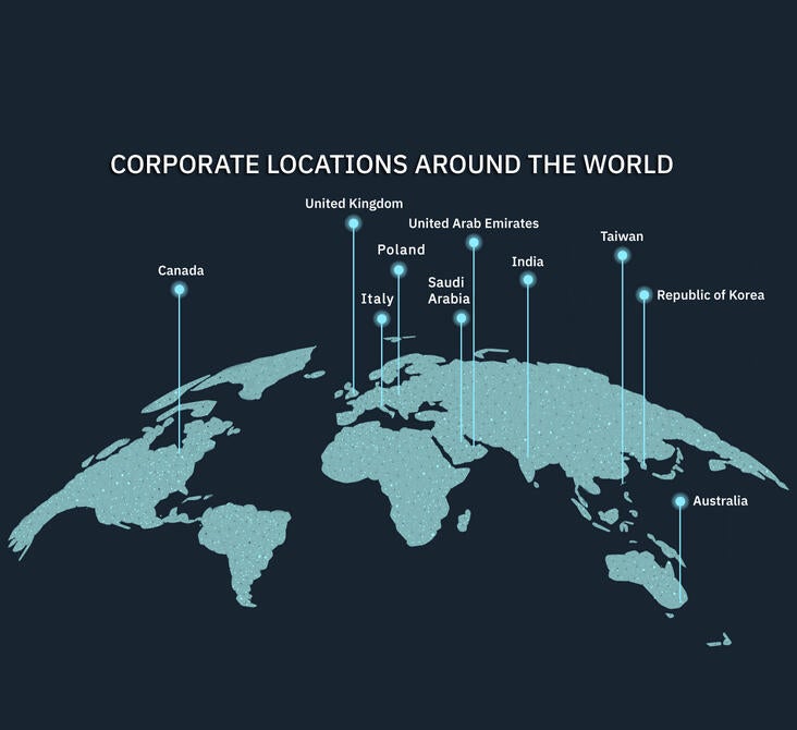 Global map with L3Harris points highlighted