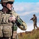 Soldier using Tactical Radio