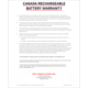 Canada Rechargeable Battery Warranty