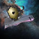 Rendering of James Webb Space Telescope over space nebula background