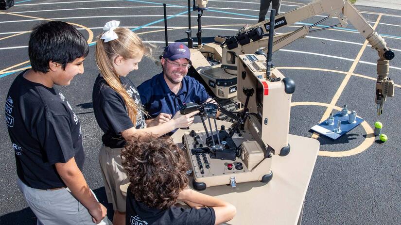 T7 robotics demo with students