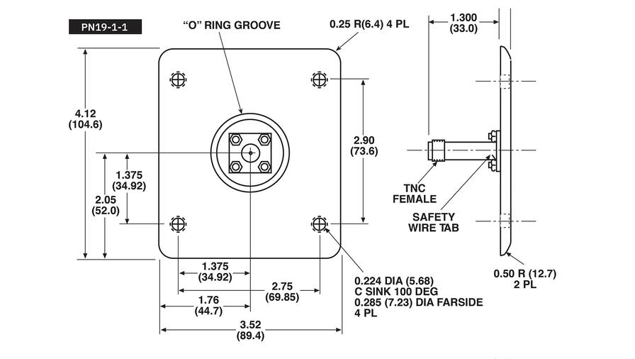 L3Harris PN19-1-1 Dimensions