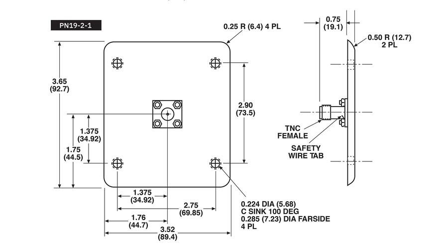 L3Harris PN19-2-1 Dimensions