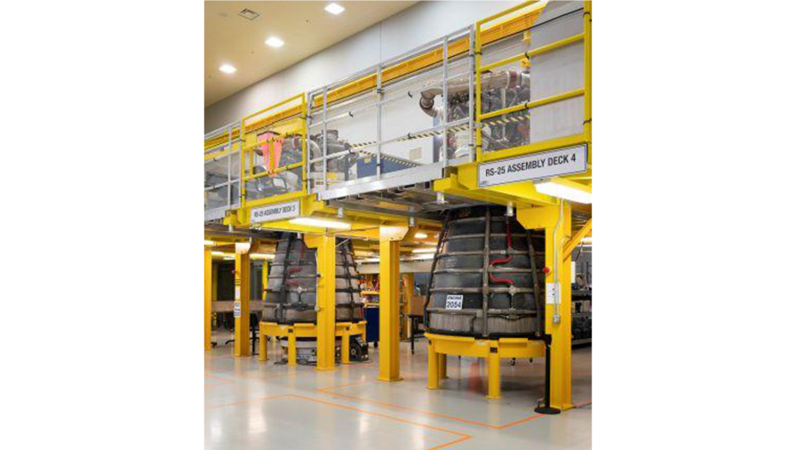 RS-25 engines, 2054 and 2057, are slated for Artemis III, the third flight of NASA’s Space Launch System. They are pictured at Aerojet Rocketdyne’s facility located at NASA’s Stennis Space Center.