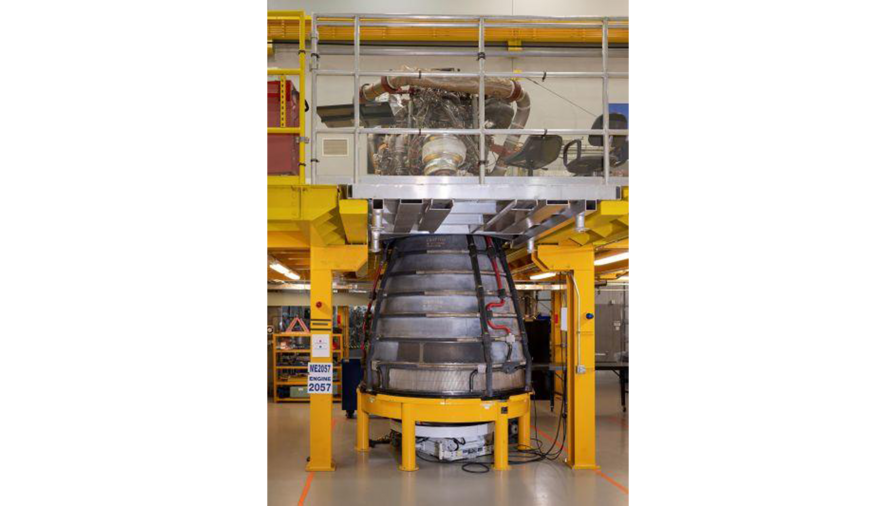 RS-25 engine, 2057, is slated for the Artemis III, the third flight of NASA’s Space Launch System. The photo was taken at Aerojet Rocketdyne’s facility located at NASA’s Stennis Space Center.