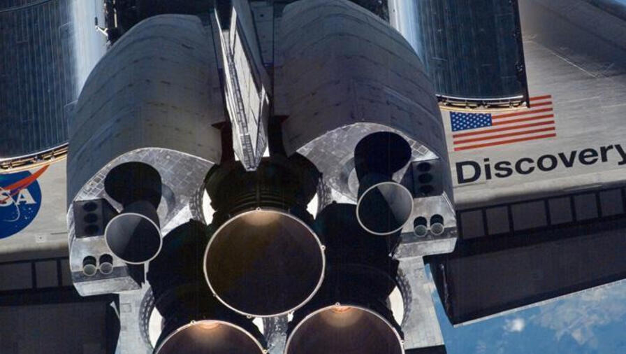 A close-up photo of Aerojet Rocketdyne’s liquid propellant engines