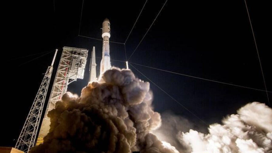 A NOAA and NASA rocket prepares for liftoff