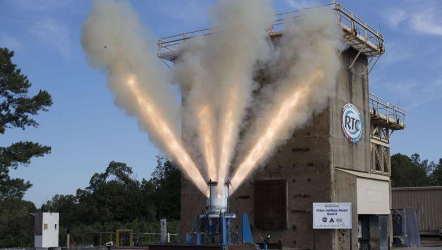 Aerojet Rocketdyne’s jettison motor for Orion’s Launch Abort System successfully completed its second qualification test