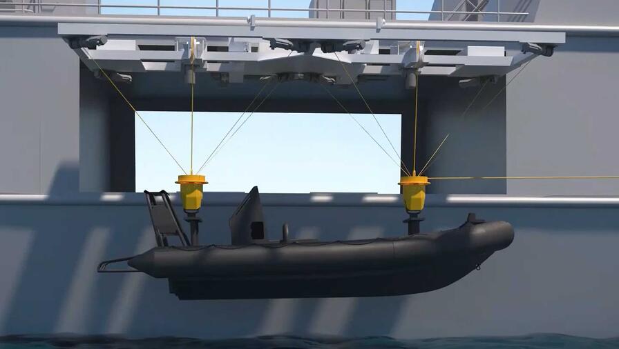 L3Harris Zhivago Lars small ship being lowered down into ocean