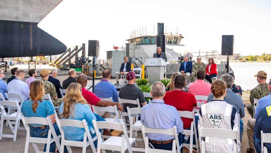The christening of OUSV Vanguard, the U.S. Navy's newest Unmanned Surface Vehicle