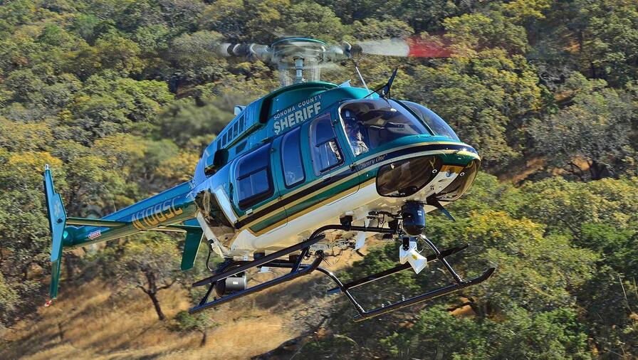 Shown on helicopter - L3Harris’ WESCAM MX-10 provides the Sonoma County Sheriff with critical ISR capabilities in all conditions and environments.