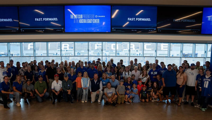 Hundreds of L3Harris employees helped dedicate the new East Club Presented by L3Harris at the U.S. Air Force Academy Falcon Stadium.